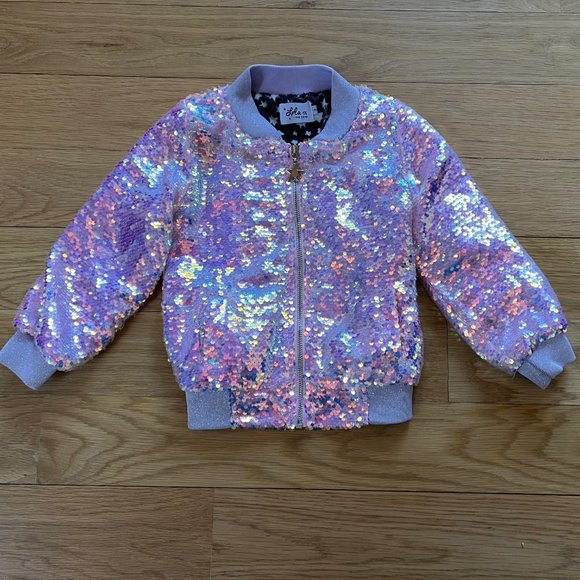 Lola + The Boys Other - Lola + the Boys Cotton Candy Sequin Bomber: Size 2